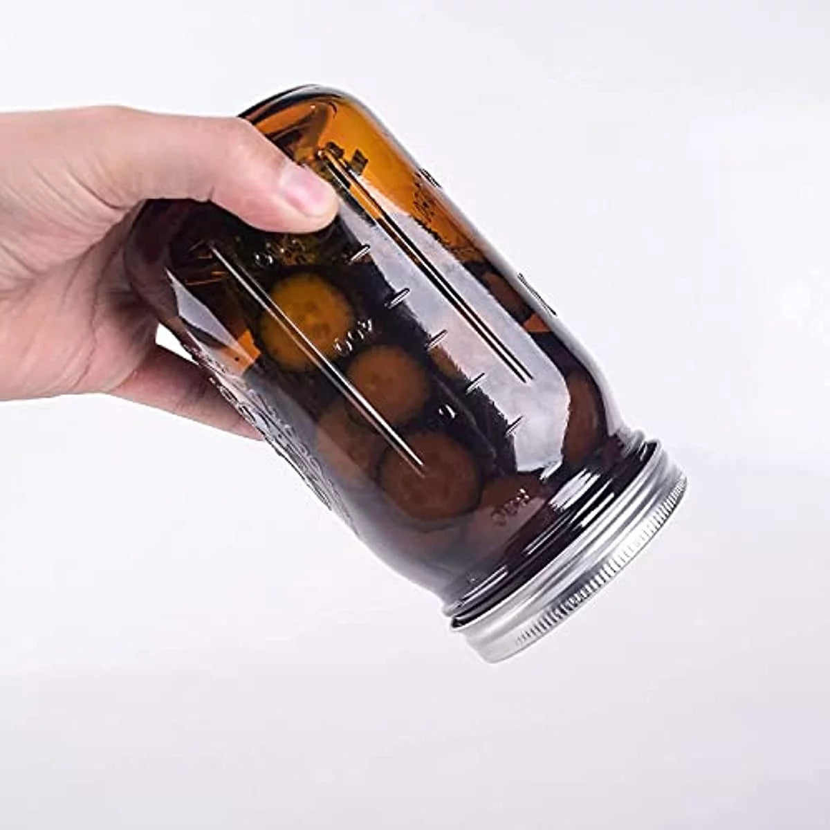 4 Pack 32Oz Amber Wide Mouth Glass Mason Jars with Airtight Lids and Bands N2890