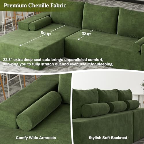Beige White L-Shape Modular Sectional Sofa T596