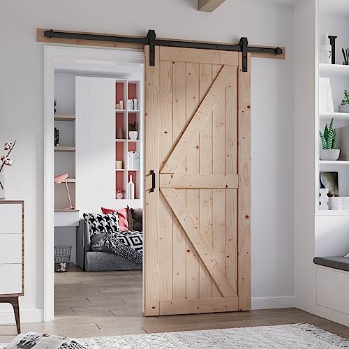 48in x 80in Sliding Wood Barn Door with 8FT Barn Door Hardware Kit B967
