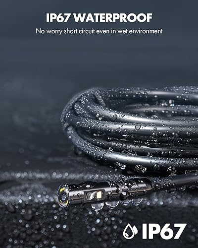 16.5ft Semi-Rigid Dual Lens USB Endoscope Camera with 8 Adjustable LED Lights N732
