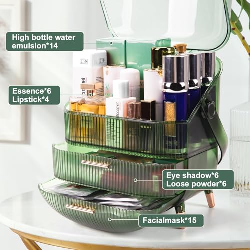 White Makeup Organizer with Lid and Drawers H537