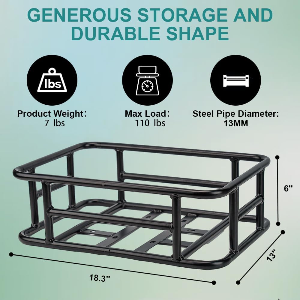 Large Rear Removable Metal Bicycle Basket with Black Liner E860