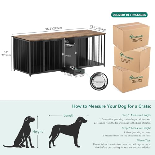 Black Double Dog Kennel Furniture with Divider K888