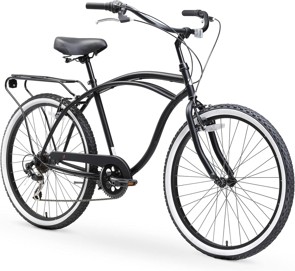 7-Speed 26 Inch Beach Cruiser Bikes with Rear Racks U507385