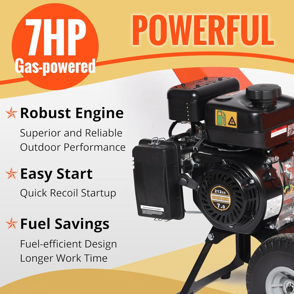 7HP Gas Powered Wood Chipper Shredder Mulcher Y492