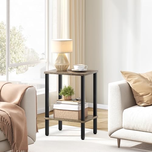 Rustic Brown and Black 2-Tier Narrow Side Table G92431