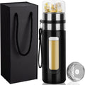 Glass Tea Infuser Bottle Double Wall Borosilicate Travel Tumbler Mug with Strainer E22736