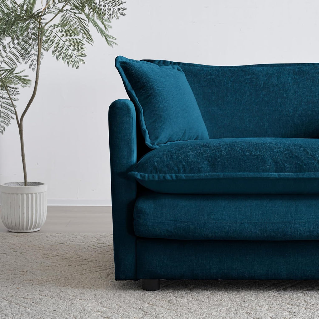 U Shaped Convertible Modular Sectional Sofa with Movable Ottomans, 5-Seater Deep Seat Chenille Upholstered Sleeper Sofa Y222