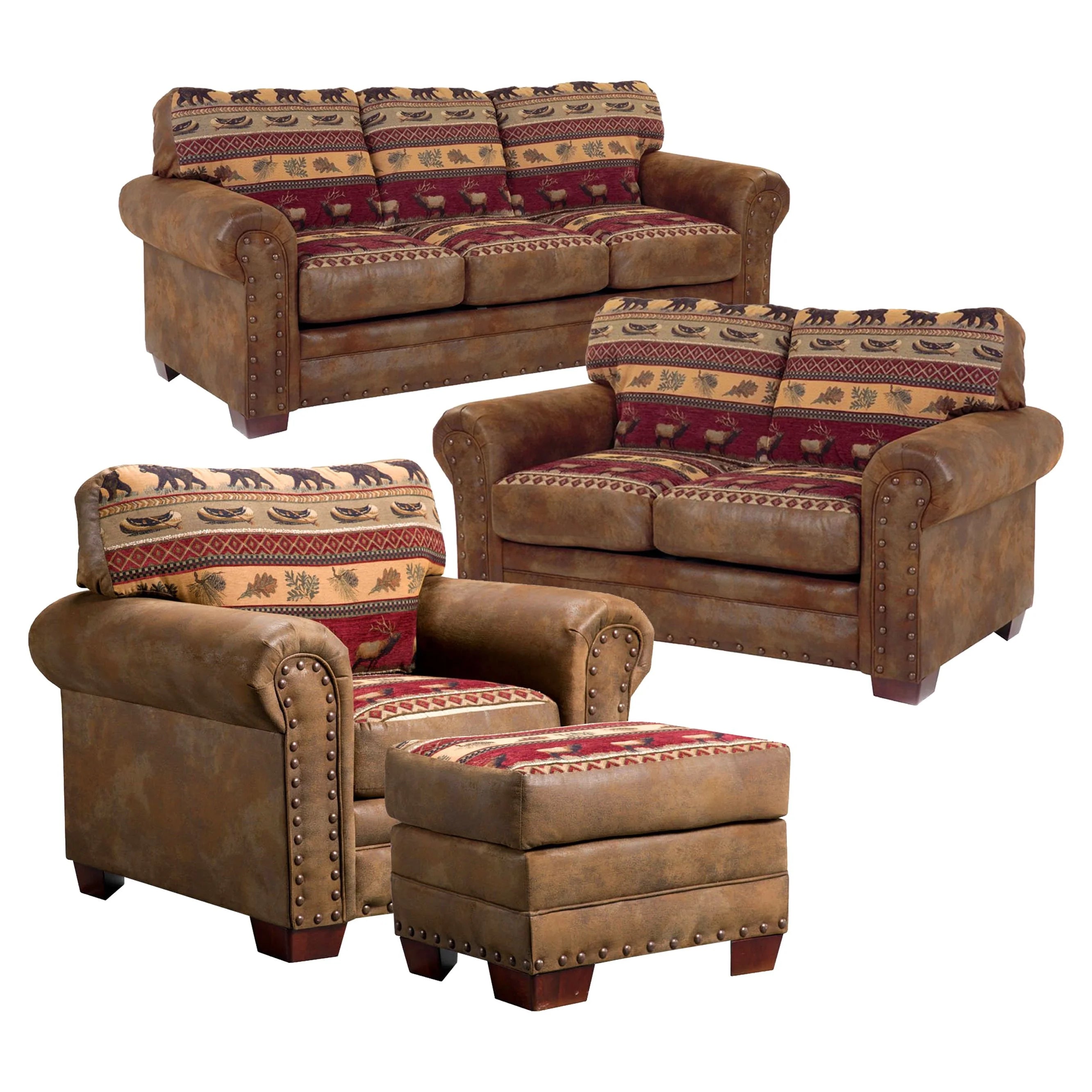4-piece Microfiber Sofa Set in Brown U211