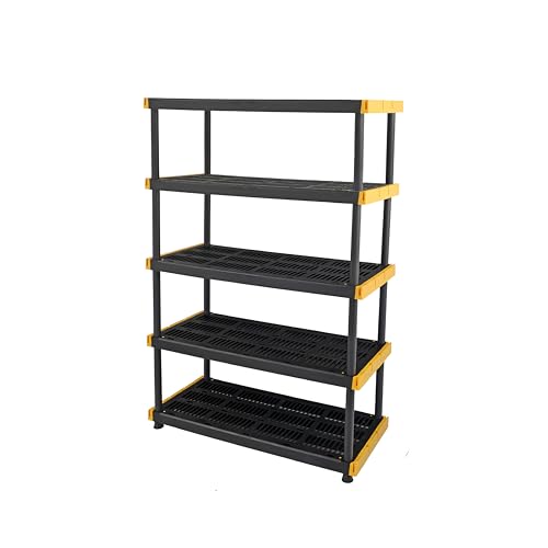 Black 5-Tier Heavy Duty Plastic Storage Shelving Unit I6005