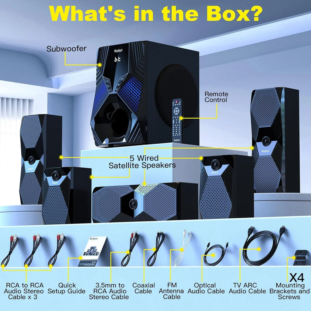 1000 Watts 5.1/2.1 Stereo Surround Sound System with 8-Inch Subwoofer K48778
