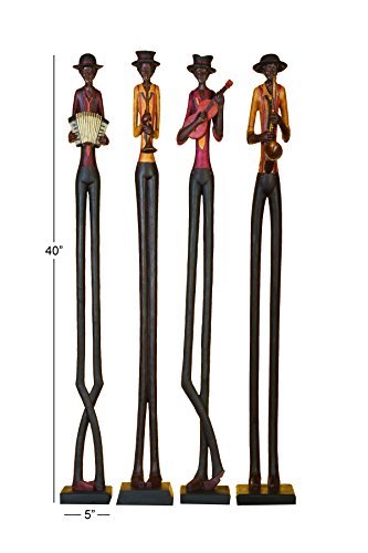 Set of 4 Polystone Decorative Sculptures with Black Base Stand, Brown V550965