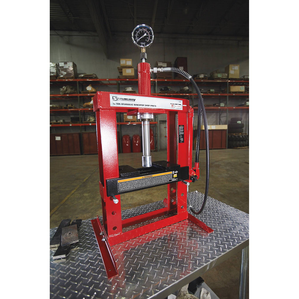 10-Ton Hydraulic Shop Press with Gauge T3030