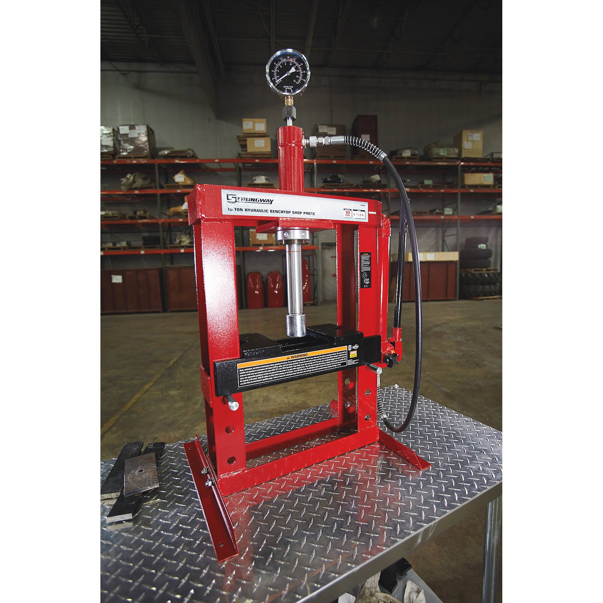 10-Ton Hydraulic Shop Press with Gauge T3030