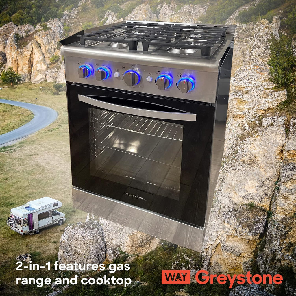 24 Inch Stainless Steel LP Gas RV Range and Cooktop Q193128