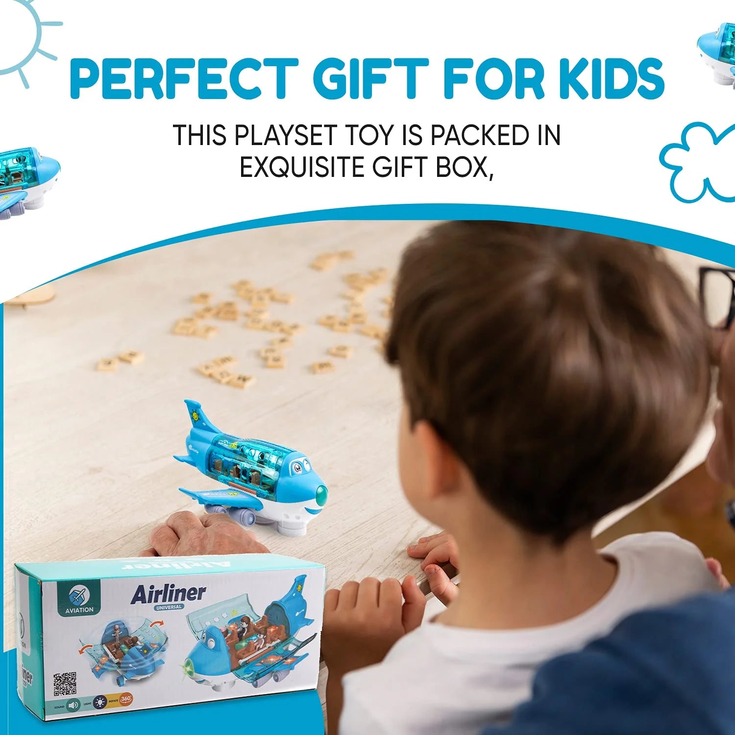 Bump and Go Action Toddler Toy Plane with LED Lights and Sounds A41307