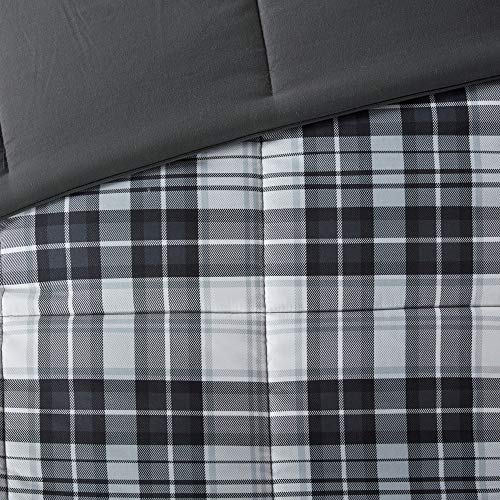Black King 3 Piece Plaid Comforter Set F482