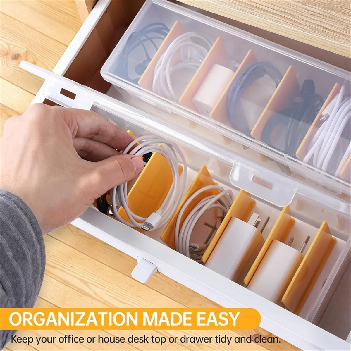 Clear Cable Organizer Box with Lid X686469