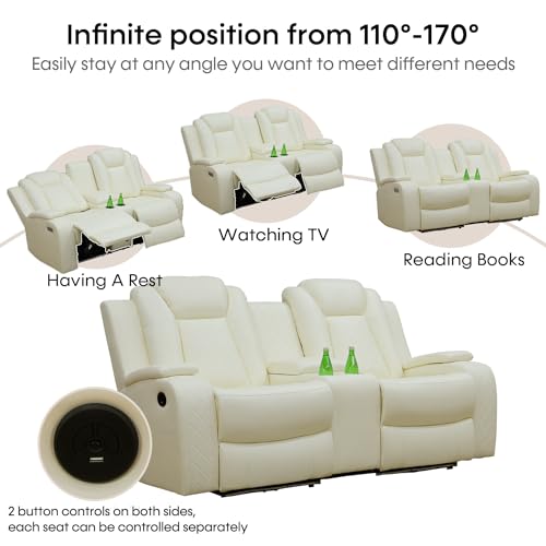 Black 3 Piece Leather Power Reclining Sofa Set R4872