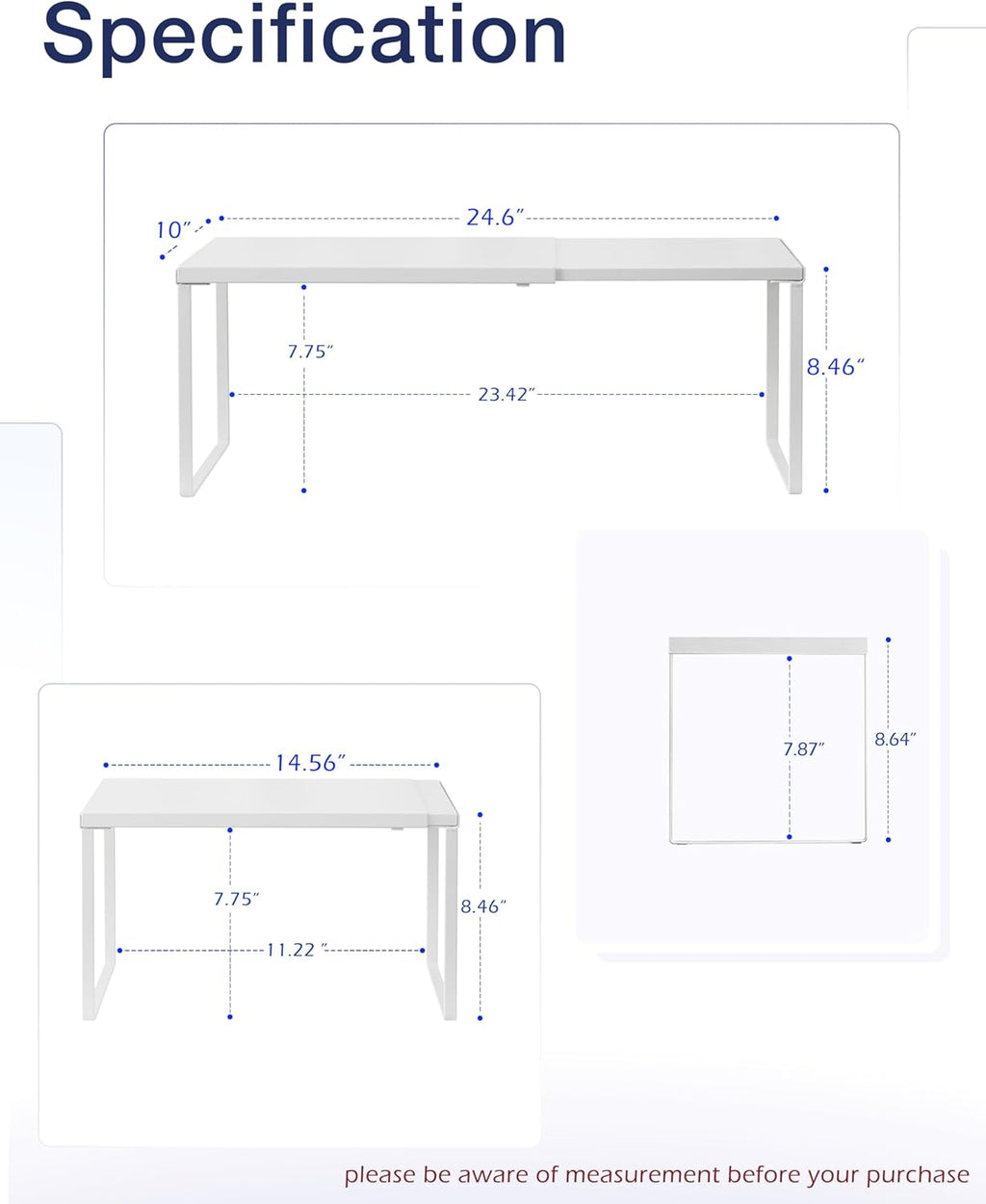 White Expandable Metal Cabinet Shelf Organizer B55033