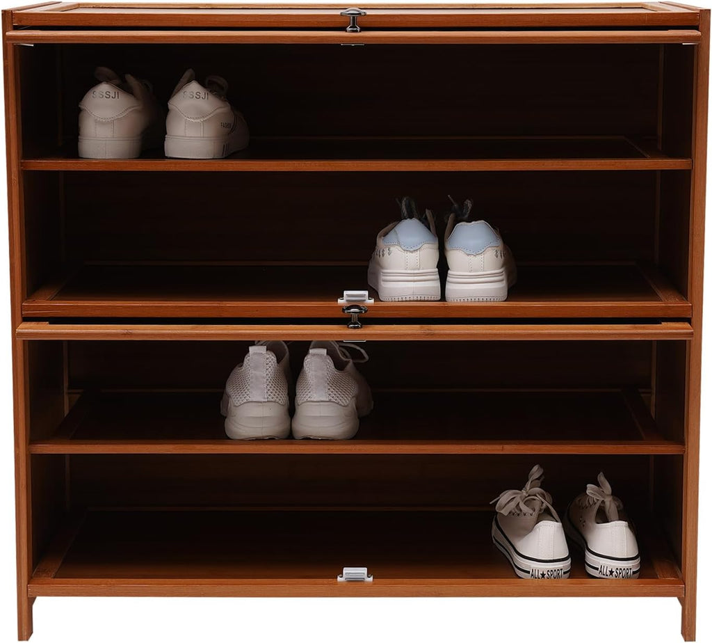 4-Tier Brown Bamboo Shoe Rack A63972