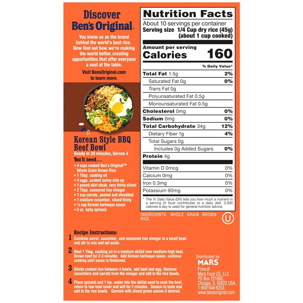 Whole Grain Brown Rice, 1 LB Box (Pack of 12) T7077