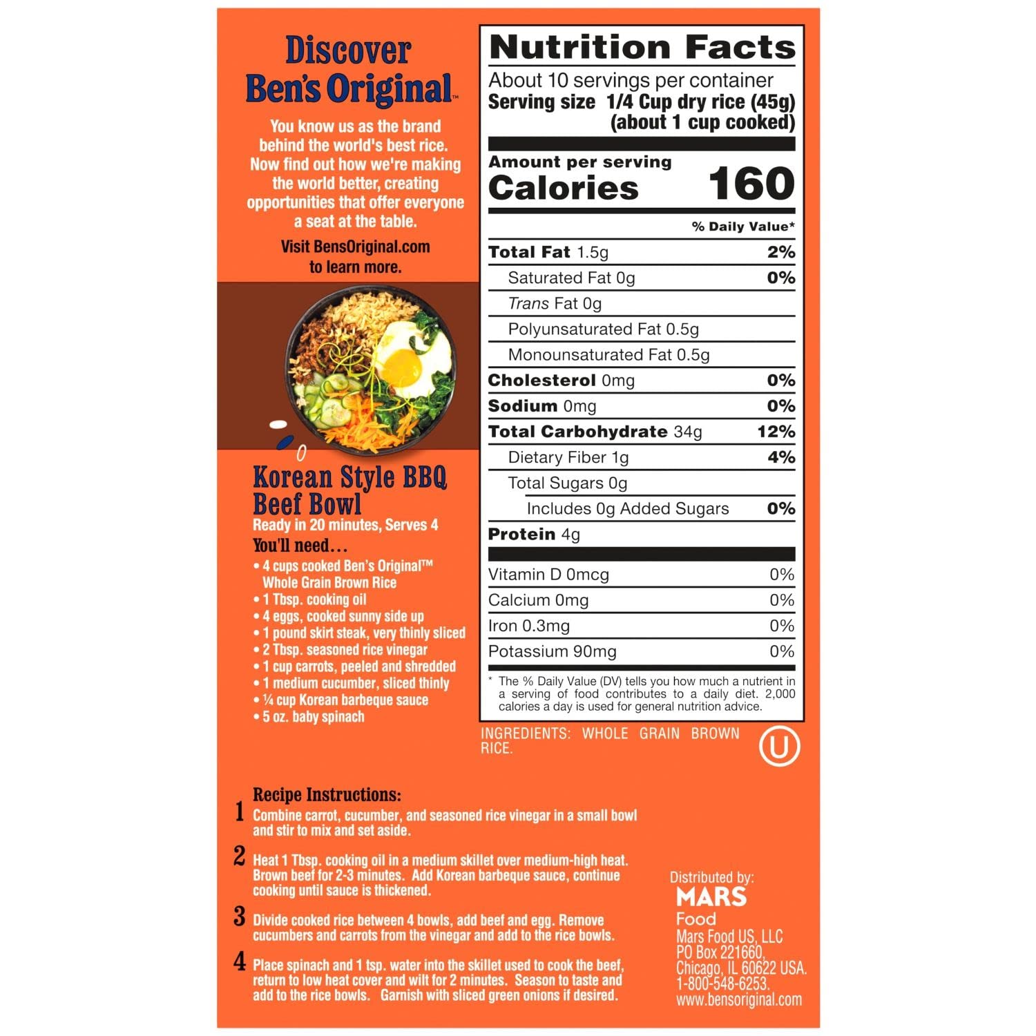 Whole Grain Brown Rice, 1 LB Box (Pack of 12) T7077