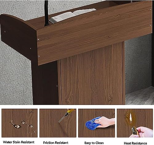 Wood Stand Floor Standing Podium with Storage Shelf I514001