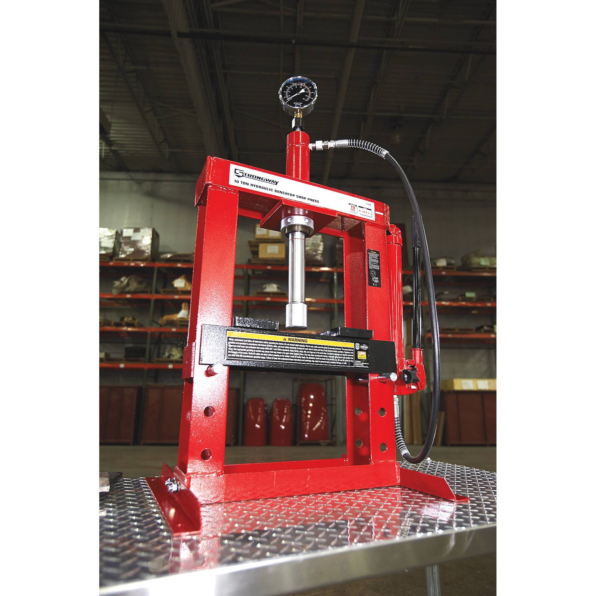10-Ton Hydraulic Shop Press with Gauge T3030