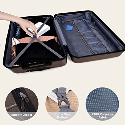 3 Piece Hardshell Expandable ABS Luggage Set with Spinner Wheels and TSA Lock 20in/24in/28in Cement Grey R286