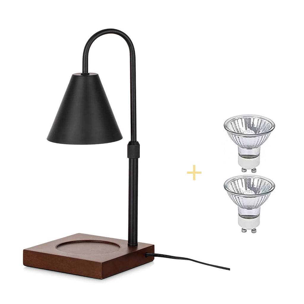 Black Walnut Electric Candle Warmer with Adjustable Height Dimmable Light 2 Bulbs F6143