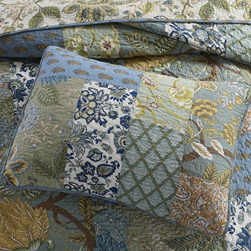 Azure Blue 100% Cotton Queen Size 3-Piece Quilt Set N24082