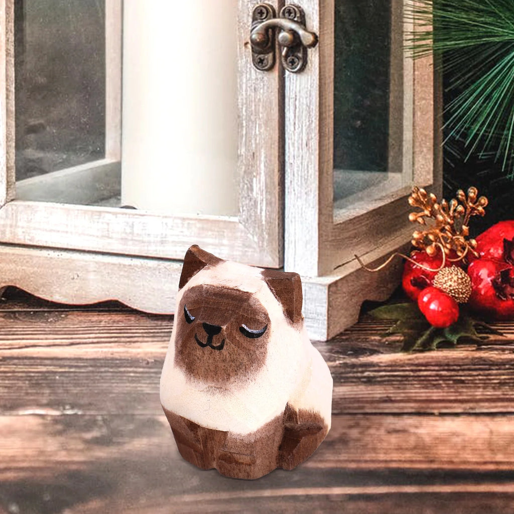 Desktop Wooden Cat Ornament Y966
