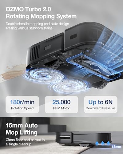 White Robot Vacuum and Mop Combo with Auto-Empty Station, 3800Pa Suction I80287