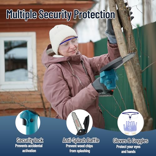 6 Inch Cordless Electric Chainsaw with 2 pcs 2AH Batteries & 3 Replace Chains K967