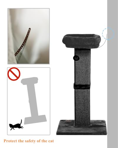 Large Sisal Cat Scratching Post with Plush Perch, Light Grey P593699