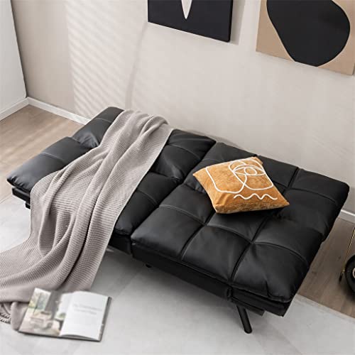 Black Memory Foam Convertible Futon Sofa Bed with Adjustable Armrest M9041
