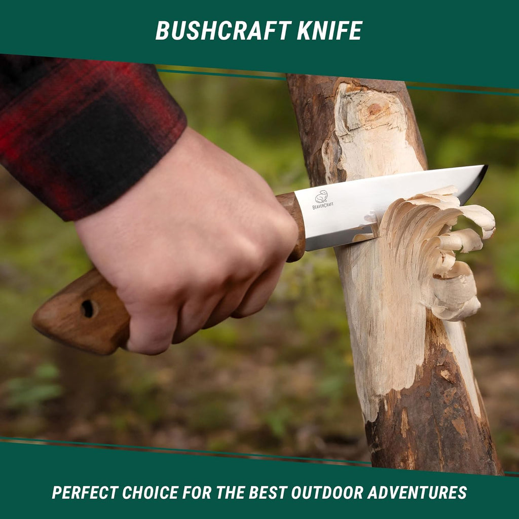 Bushcraft Knife Fixed Blade with Leather Sheath Full Tang Carbon Steel J5801