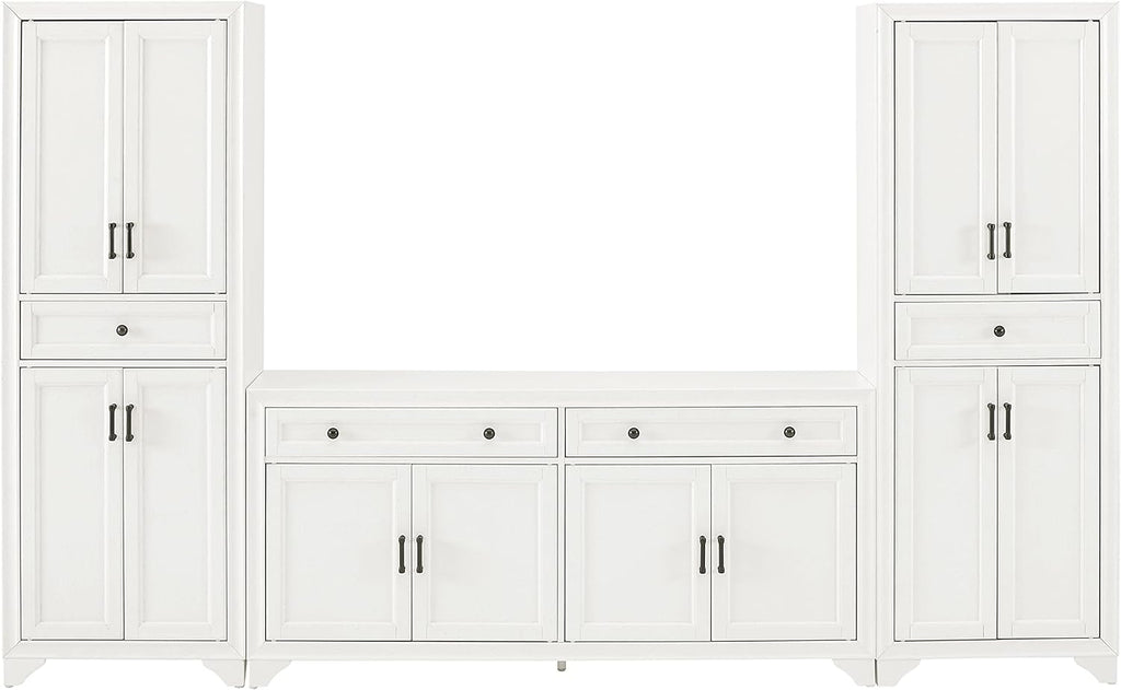 Distressed White 3-Piece Entertainment Set with Sideboard and 2 Storage Cabinets B91608