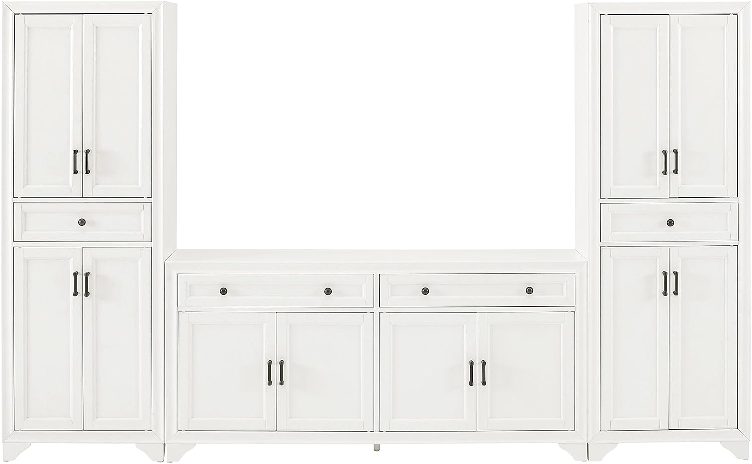 Distressed White 3-Piece Entertainment Set with Sideboard and 2 Storage Cabinets B91608