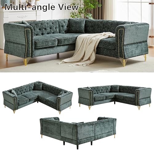 81.5" Chenille L-Shaped 5-Seater Sectional Sofa with 3 Cushions (Gray) H218284