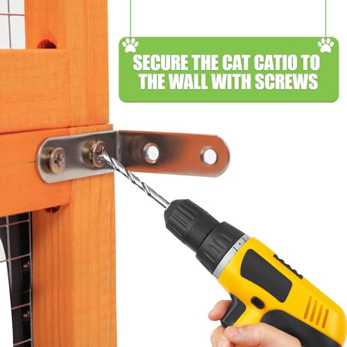 Orange Wooden Cat Enclosure with Large Door, Waterproof Roof, 104" L Extra Wide L43032