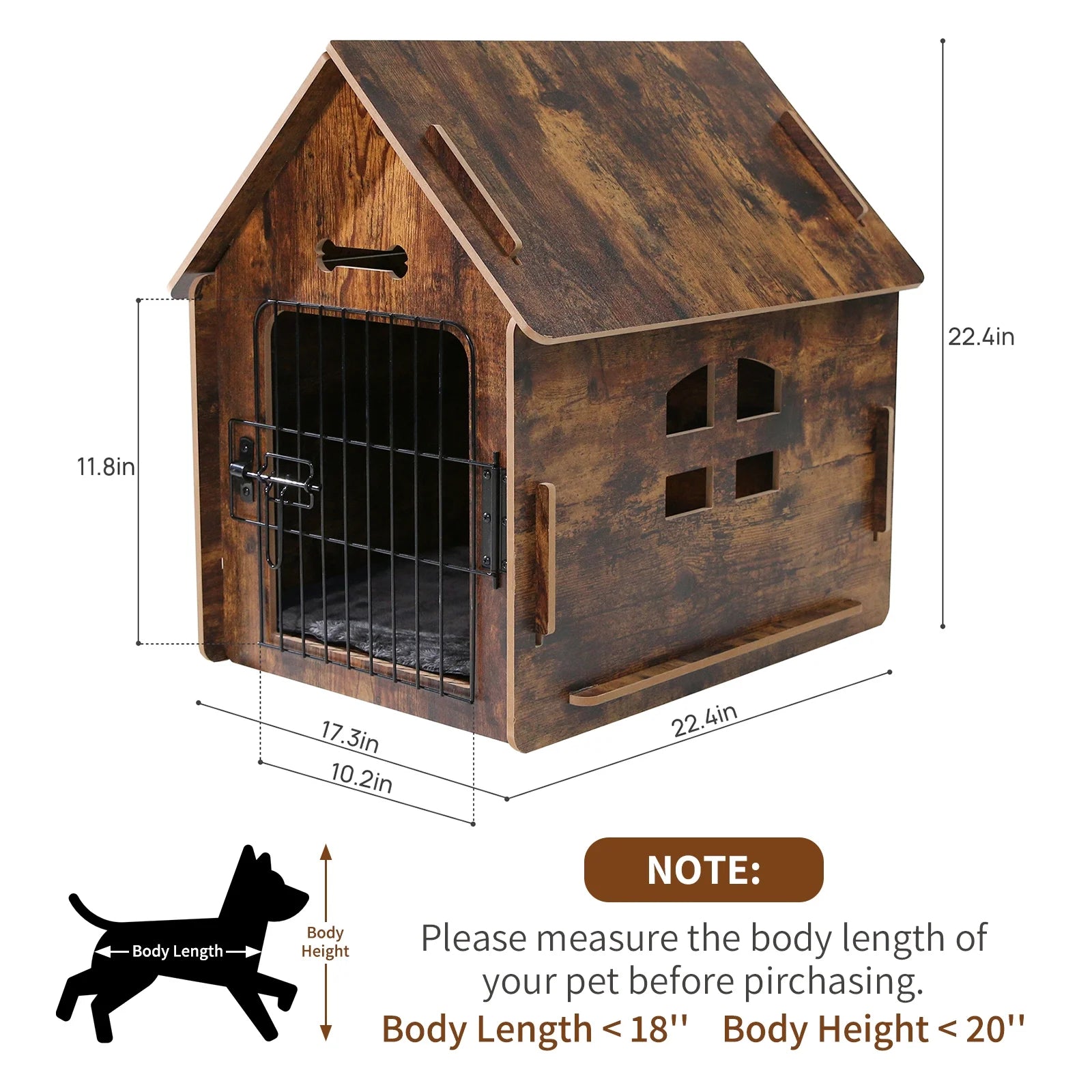 Brown Wooden Dog House with Door and Roof T945840