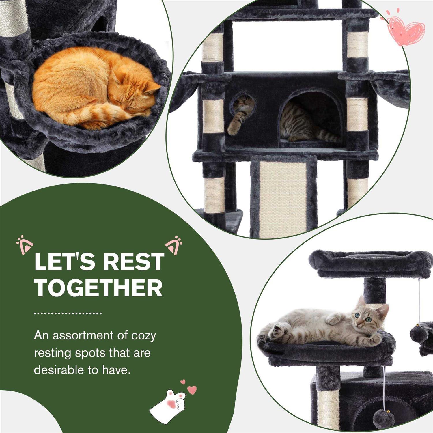68 Inches Multi-Level Cat Tree with Cat Condo and Sisal Scratching M515276