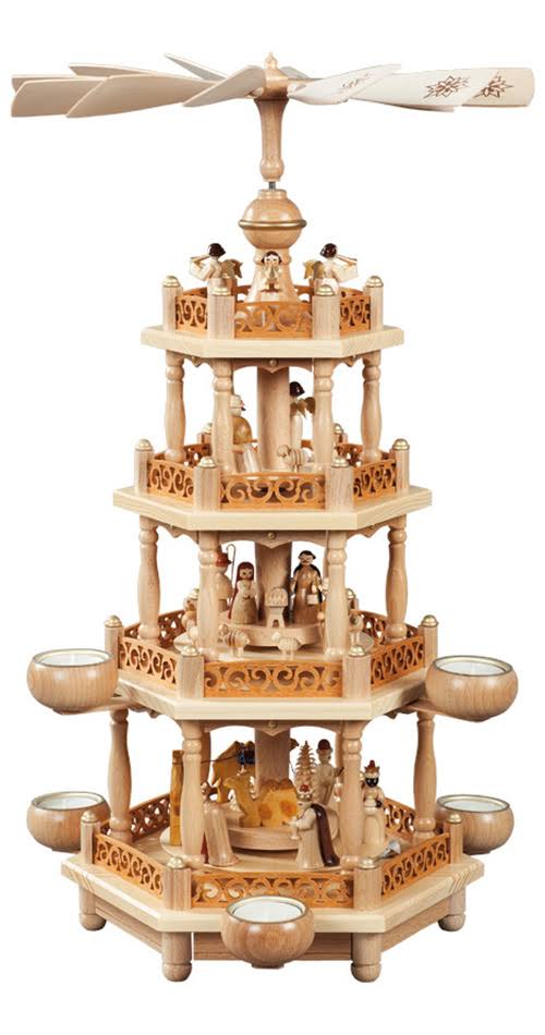 3-tier Natural Christmas Pyramid with Tealights H509