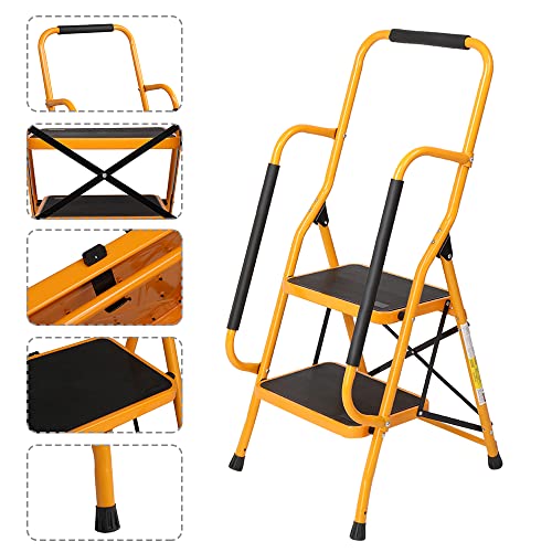2 Step Folding Step Stool with Handrails V448