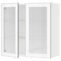 White 2 Glass Door Wall Cabinet with Frosted Glass H302