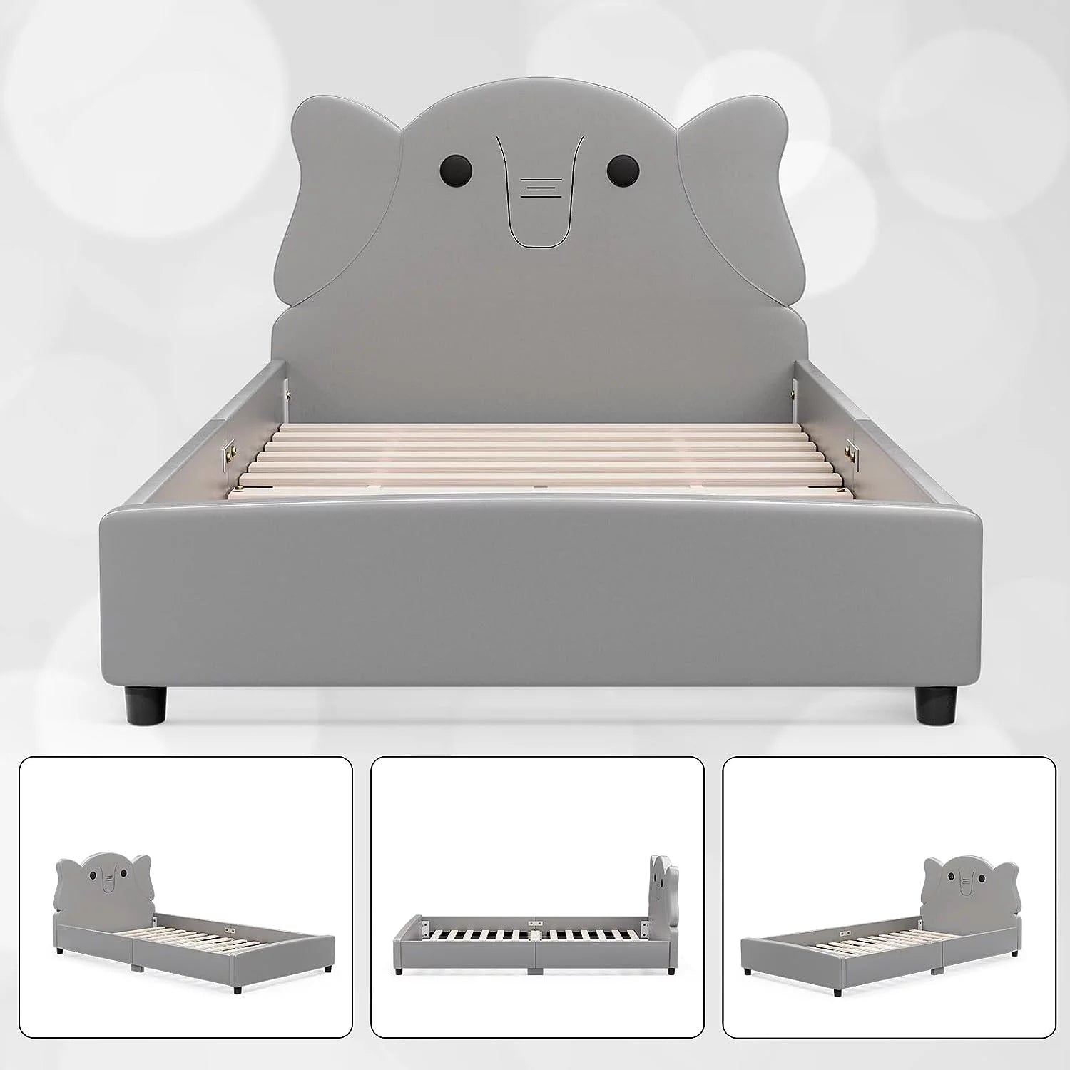 Twin Upholstered Platform Bed Frame with Headboard I467