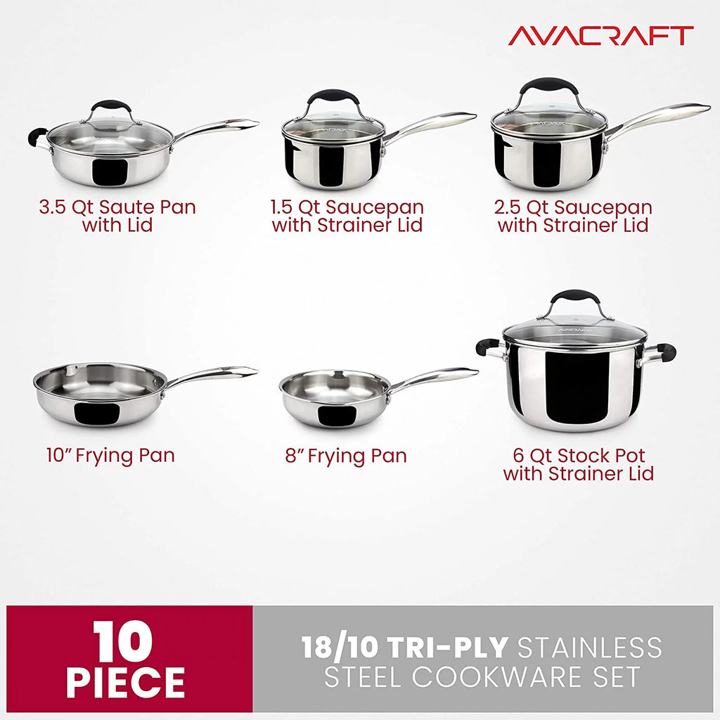 18/10 Stainless Steel Cookware Set 10-Piece R13072