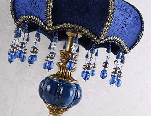 Blue Fabric Lampshade Resin Lamp, 13 in W, 21.6 in H W36896
